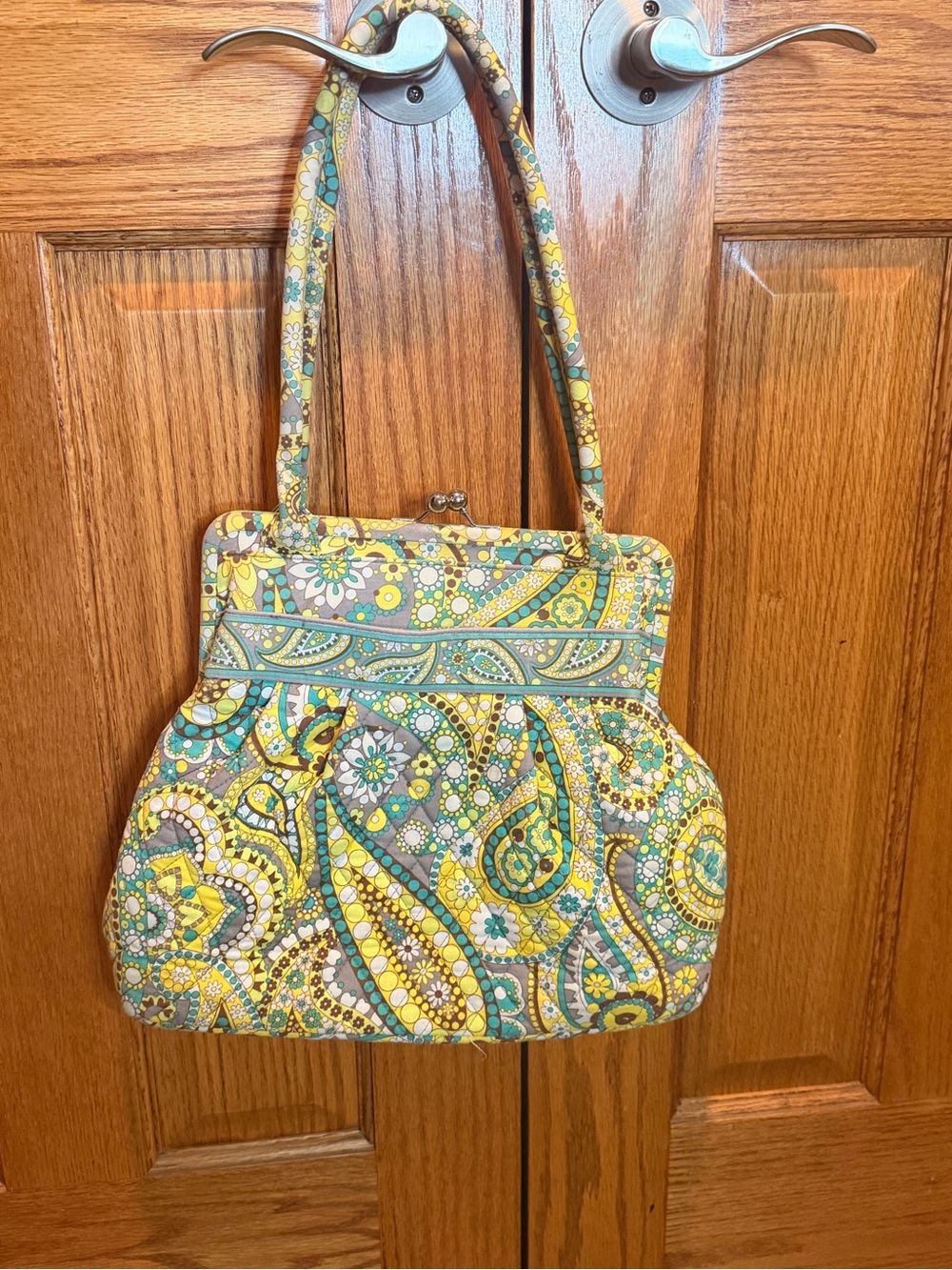 Vera Bradley “Alice” Quilted Shoulder Bag Lemon Parfait Paisley Print